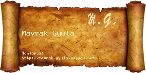 Mavrak Gyula névjegykártya